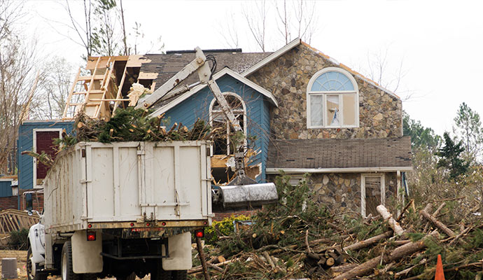 debris removing with truck