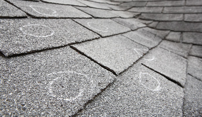 Hail damaged shingles