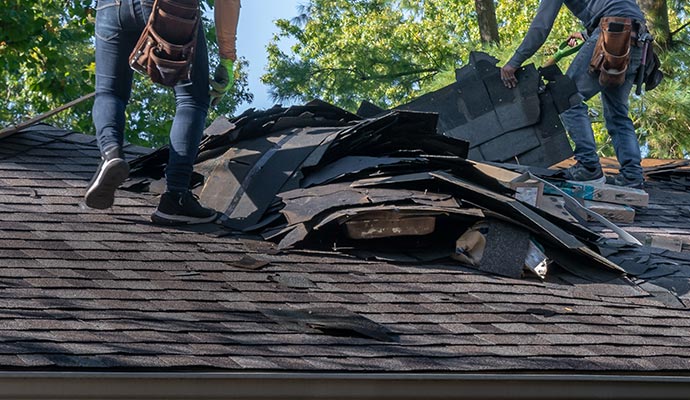 roofers roof repair in house for storm damage