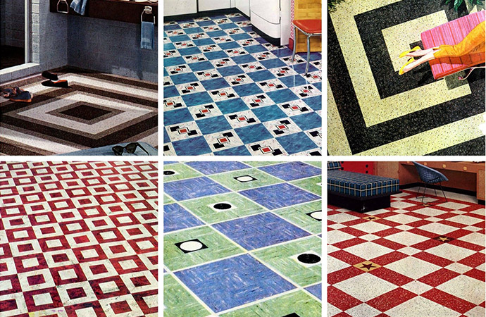 Vinyl Floor Tiles in Square Patterns