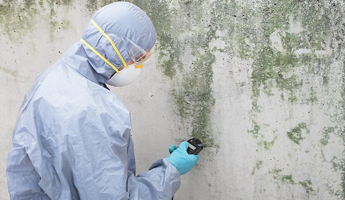 Worker inspecting mold